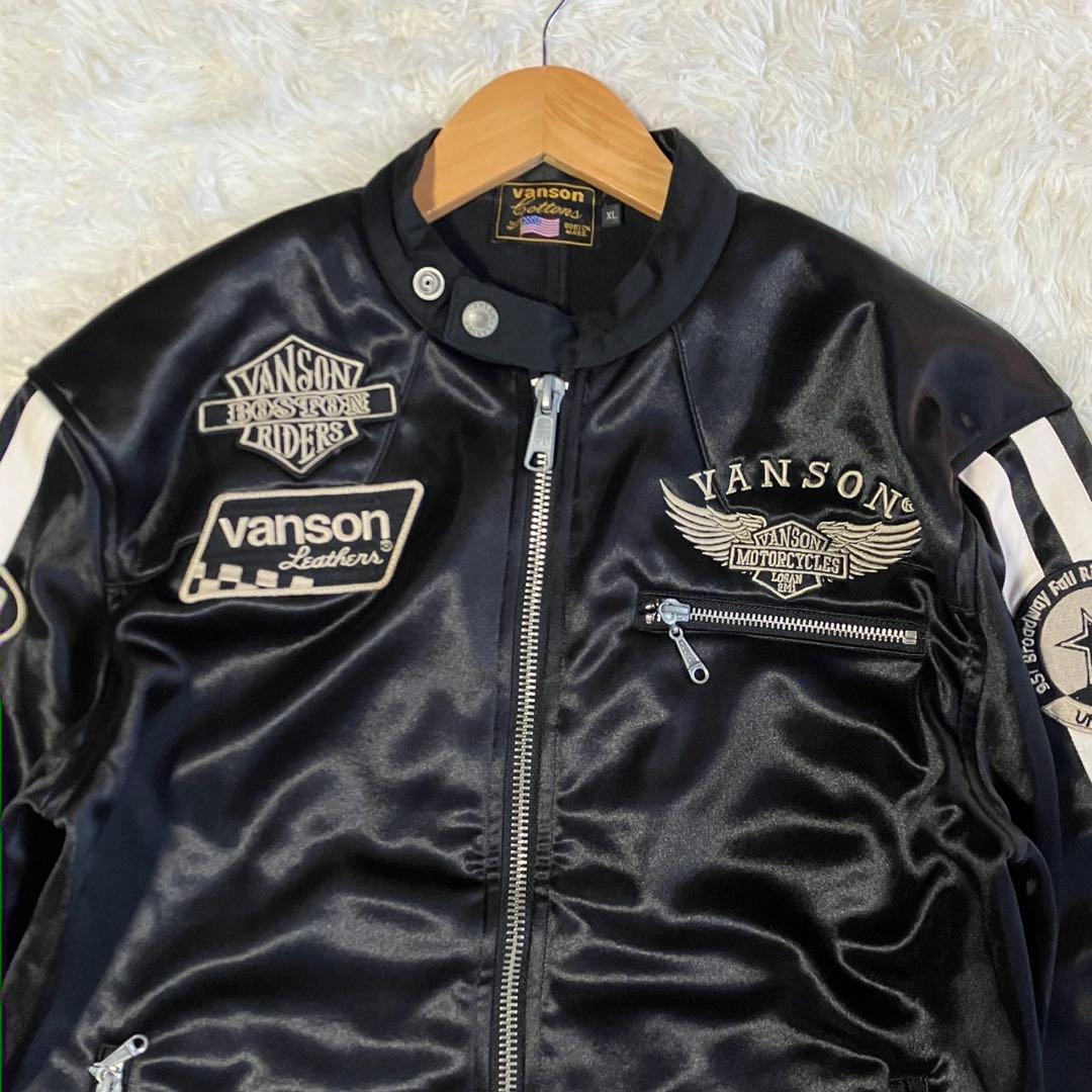 希少品 VANSON ボンディング調 ライダースジャケット XLサイズ 豪華刺繍