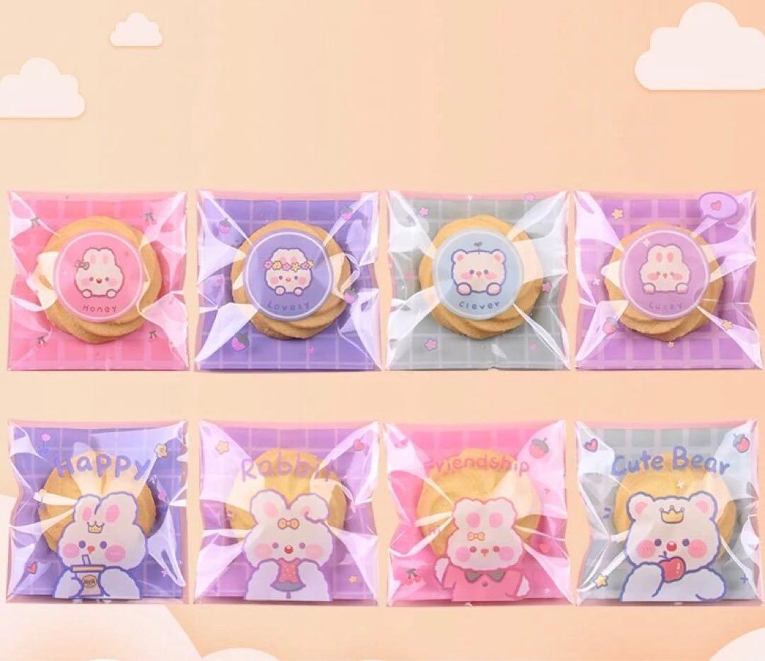 品切れ 数量限定♡ くま＆うさぎ ラッピング袋 80枚 8種各10枚