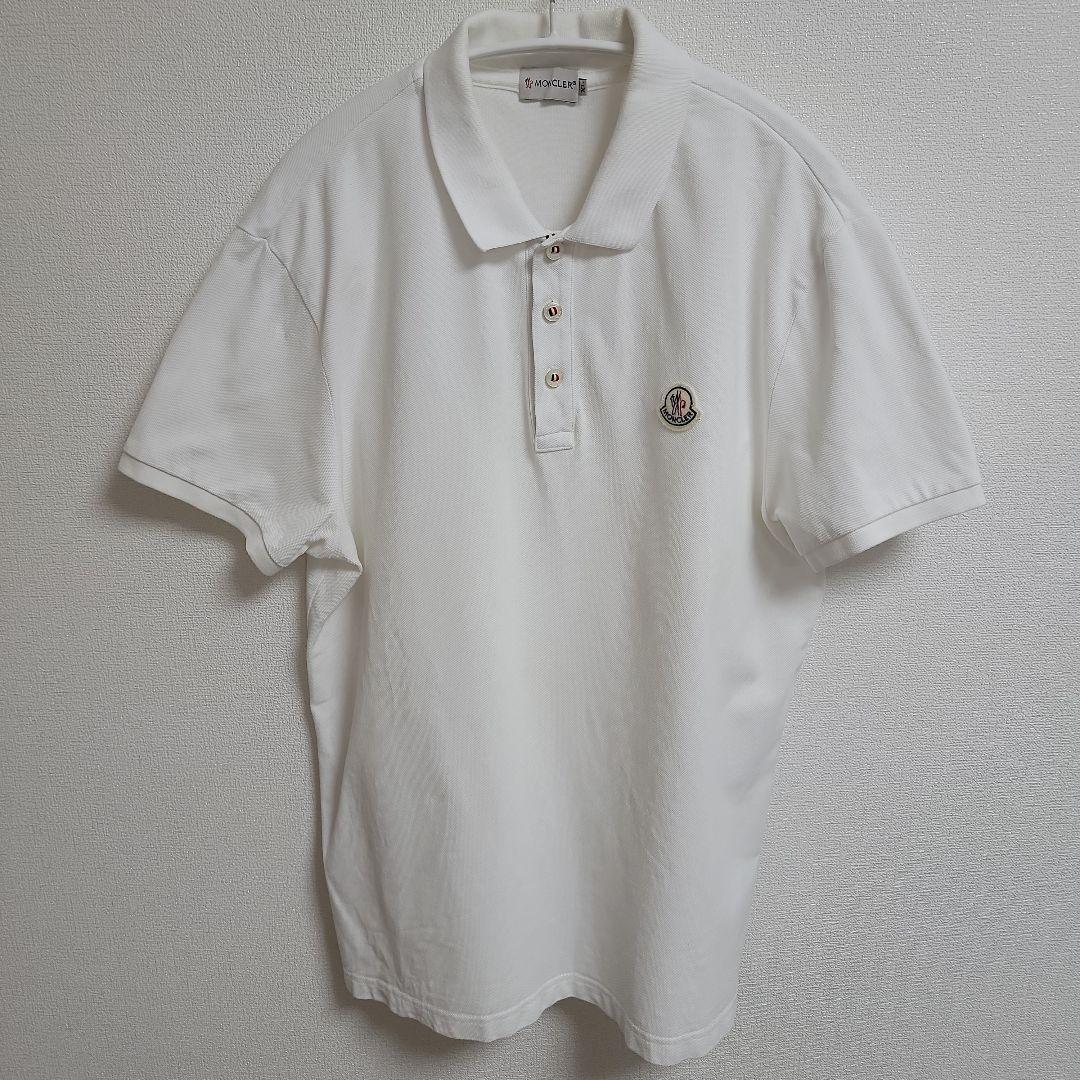 MONCLER ホワイト ポロシャツ ロゴ XL 白 半袖