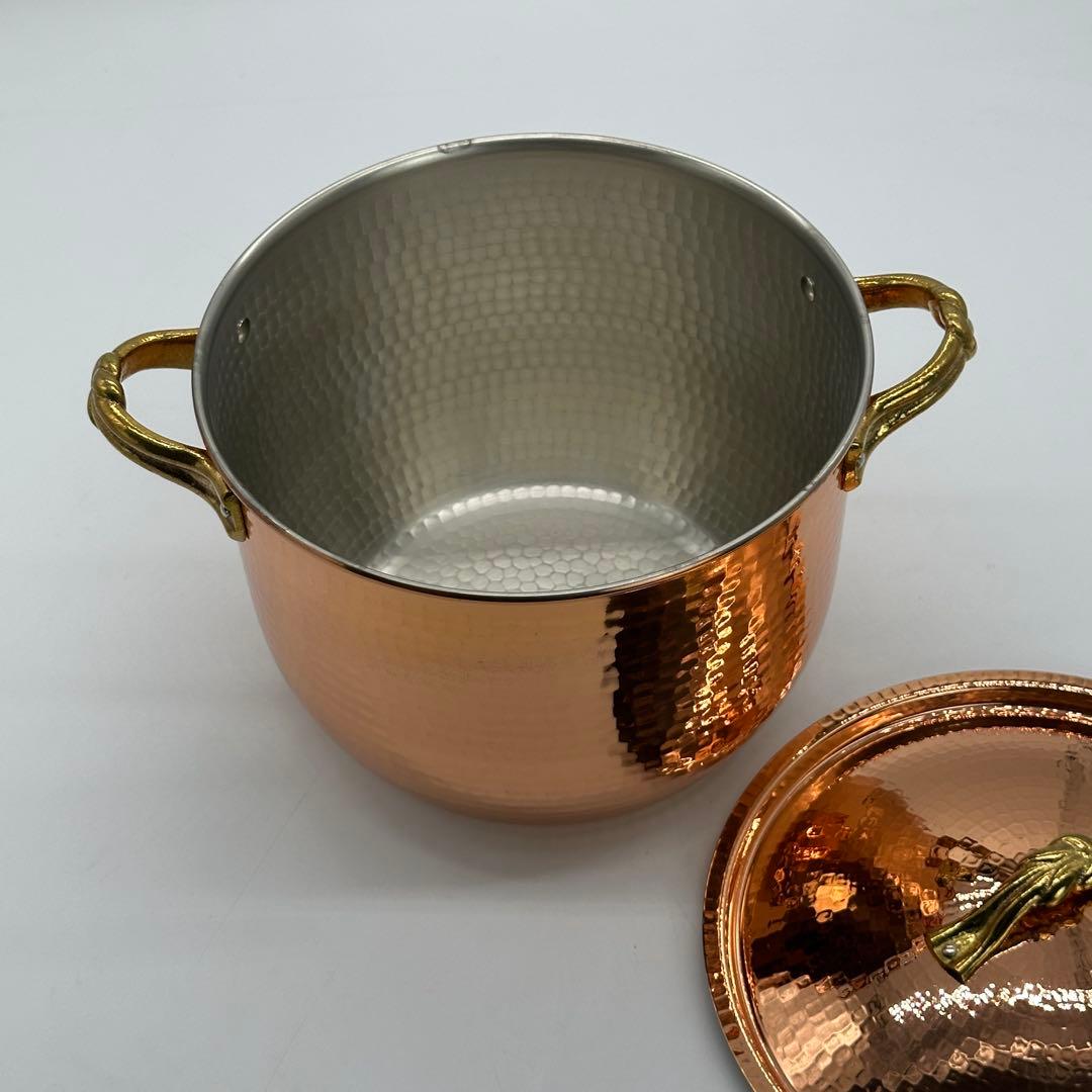 新品未使用 和銅楽 結び 銅製両手鍋 21cm 深型