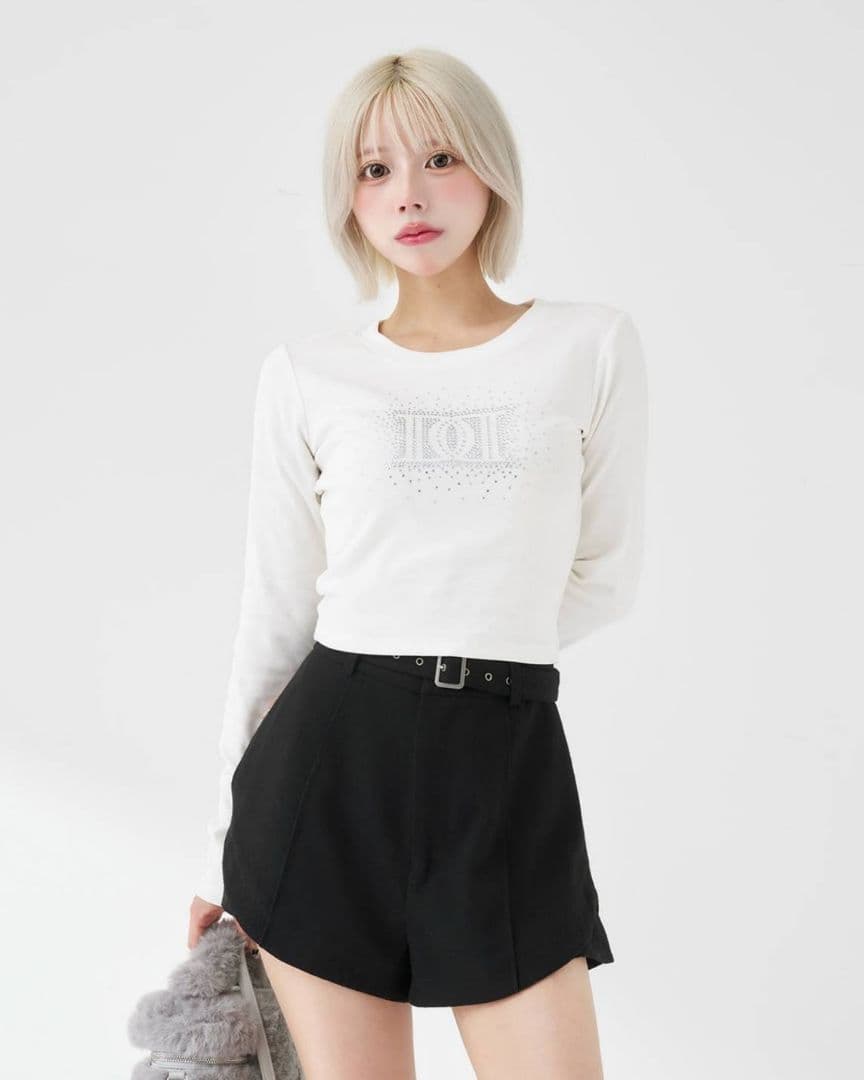 ダーリッチ シャイニーDDロゴコンパクトロングTシャツ ホワイト