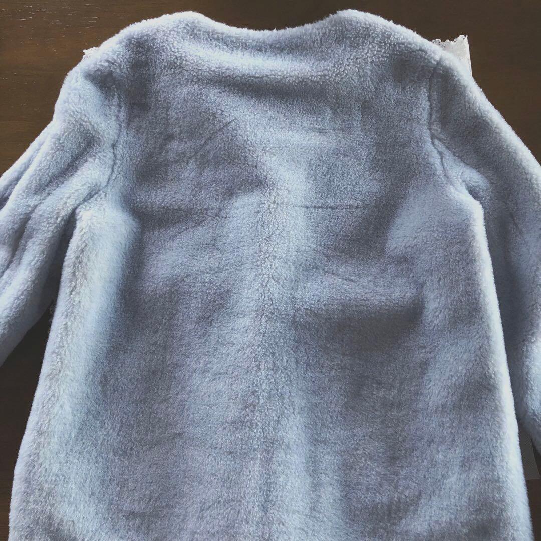 美品　ハリスワーフロンドン　レディース　ノーカラー　コート　アウター　水色　L