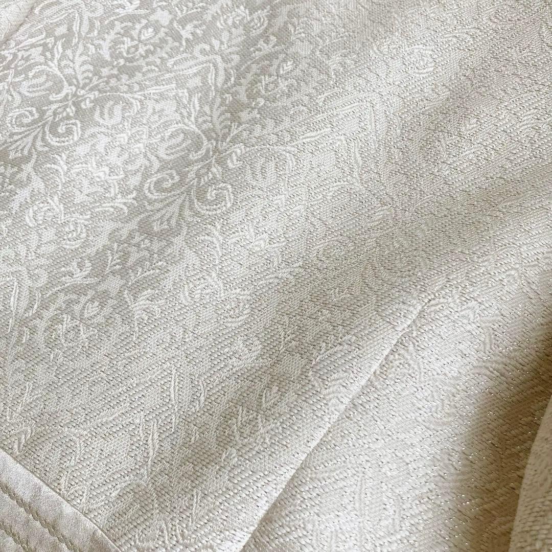 【美品】ソワールドルチェ ジャガード ノーカラーペプラムジャケット ベージュ L