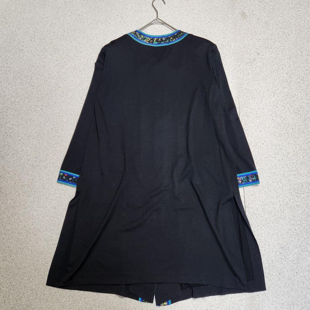 【大きいサイズL】レオナール カーディガン ワンピース トリム ウール 金ボタン