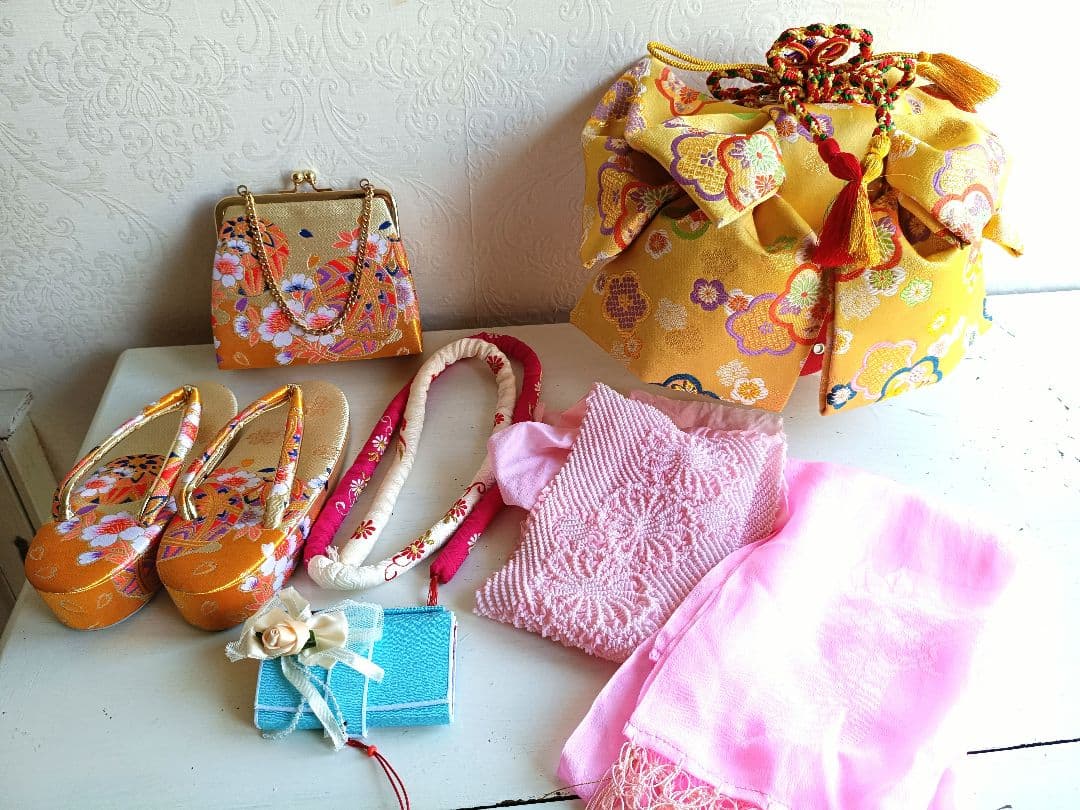 アンティークマゼンダピンク着物とクリーム色作り帯☆フルセット