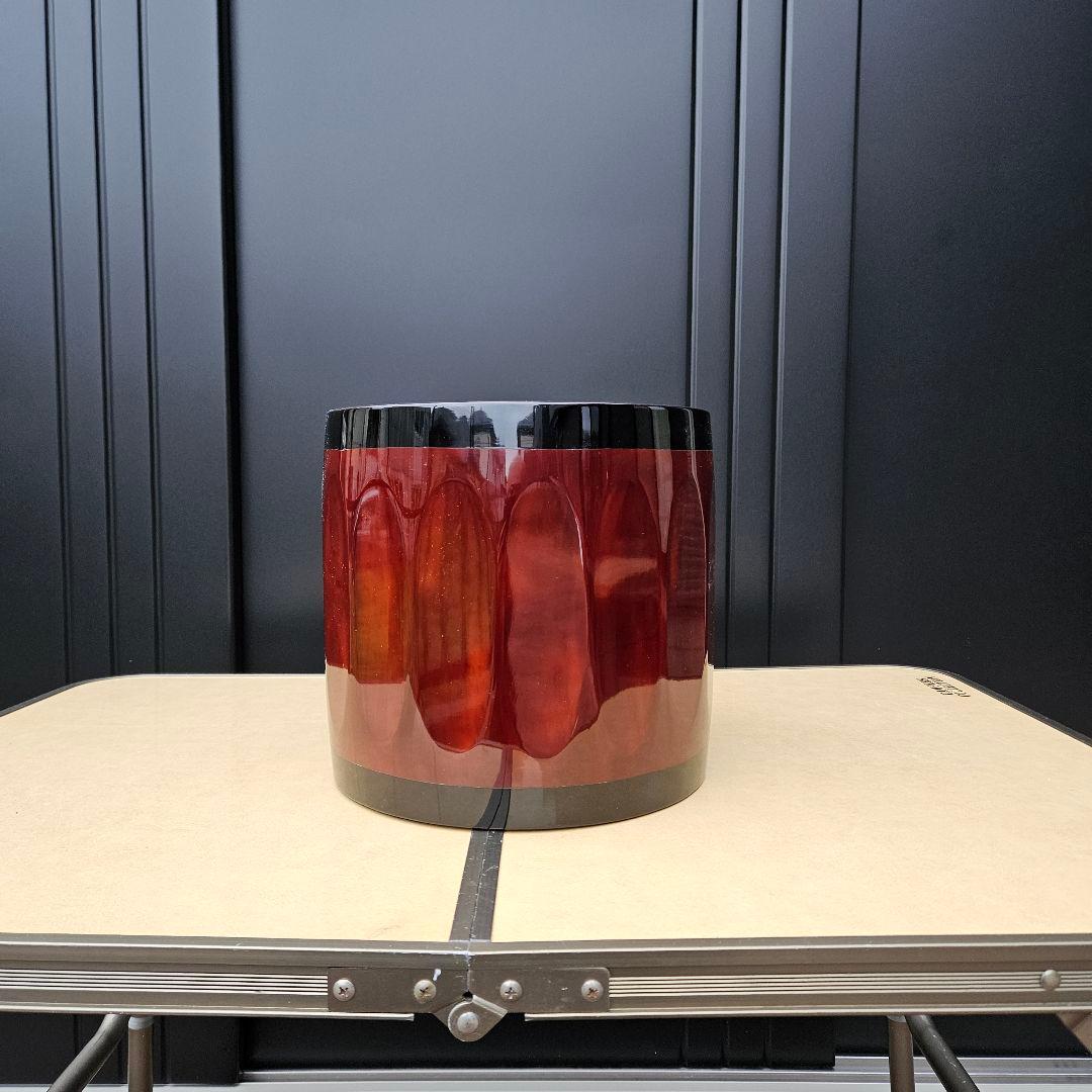 曙塗 漆塗 手あぶり火鉢 一対 直径27cm 高さ26cm 共箱付 灰・落とし付