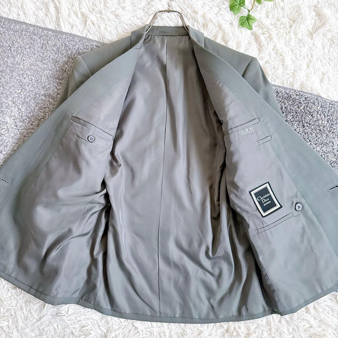 オールド　ディオール セットアップ　ストライプ柄　スーツ　ダブルボタン　グレー