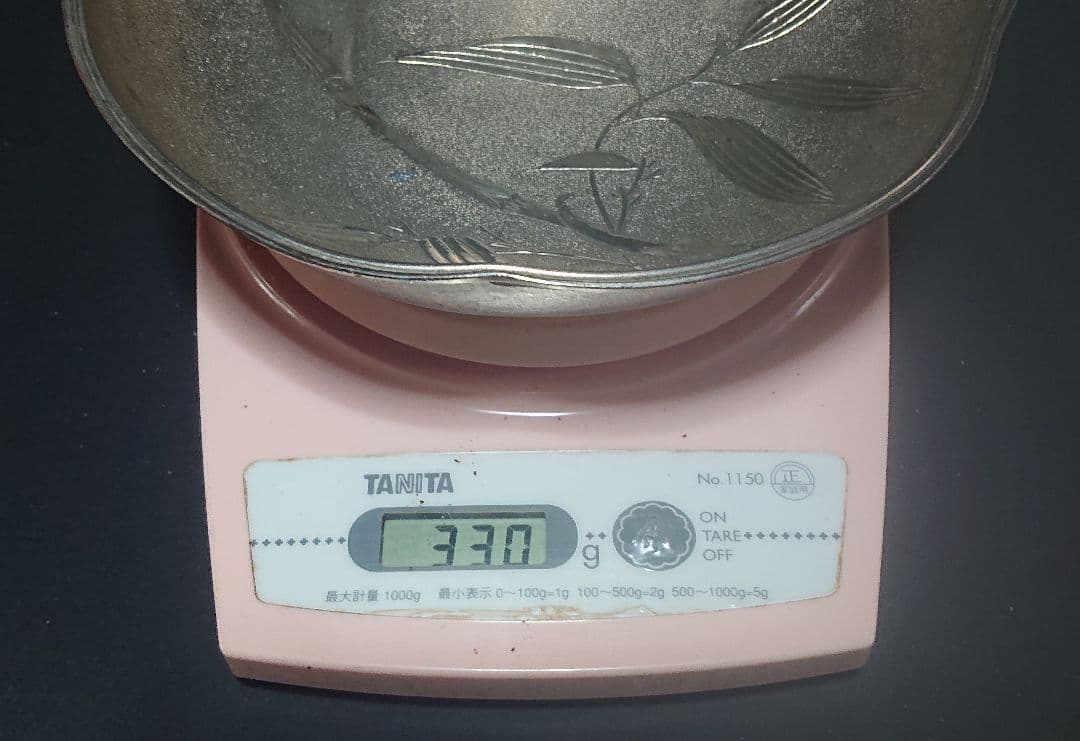 ヴィンテージ 靗光堂 梅型 菓子器 竹雀柄 約17.5㎝ 約330g