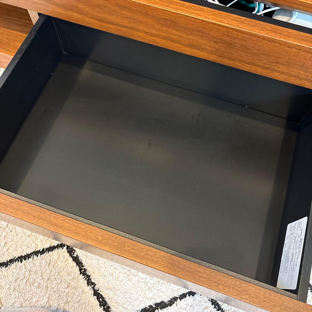 テレビボード 木製テレビ台 曲線デザイン オープンシェルフ付き