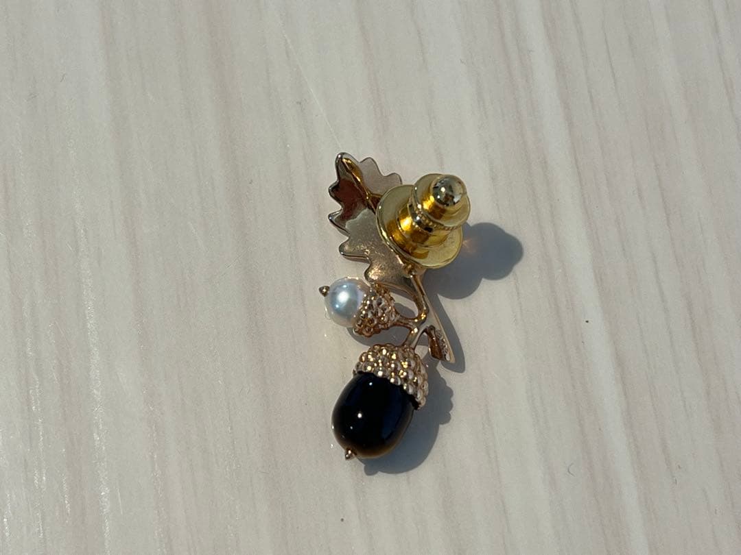 ミキモト ブローチ 18金 ピンクゴールド タイガーアイ MIKIMOTO