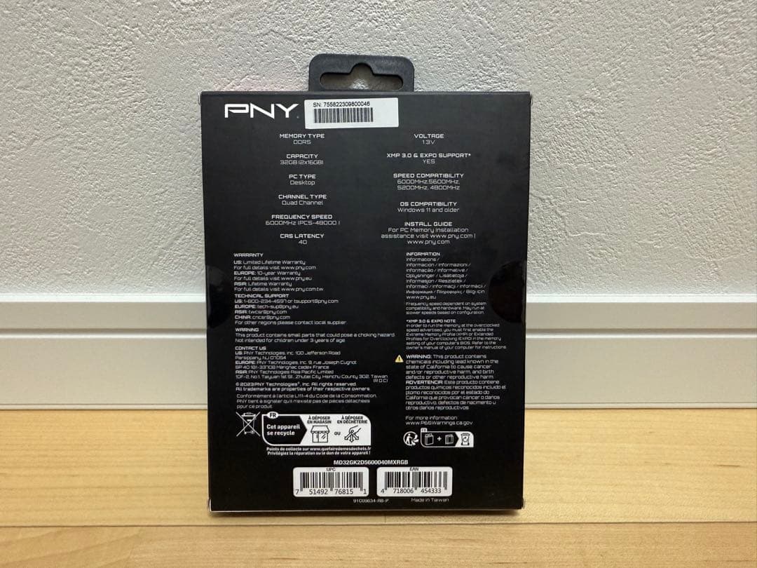 最終 PNY XLR8 GAMING 32GB DDR5 6000MHz メモリ