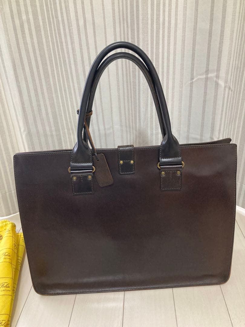 Felisi 本革 ビジネスバッグ ダークブラウン