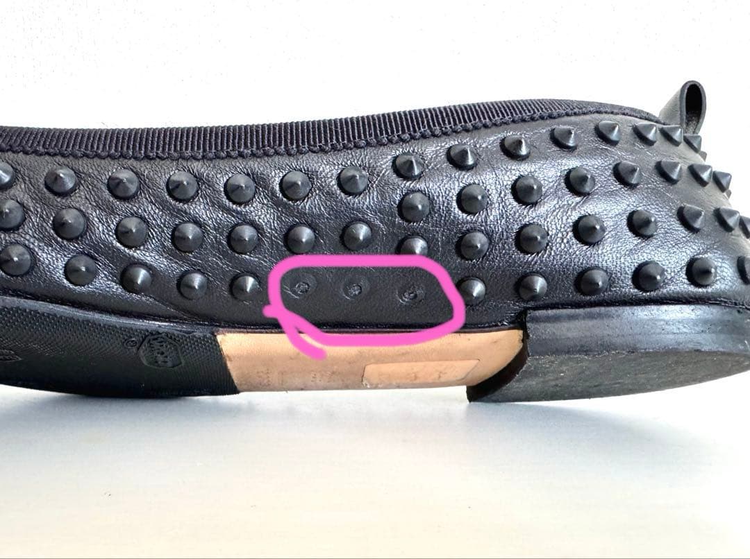 GUCCI ゴムスタッズ付きフラットシューズ ブラック美品