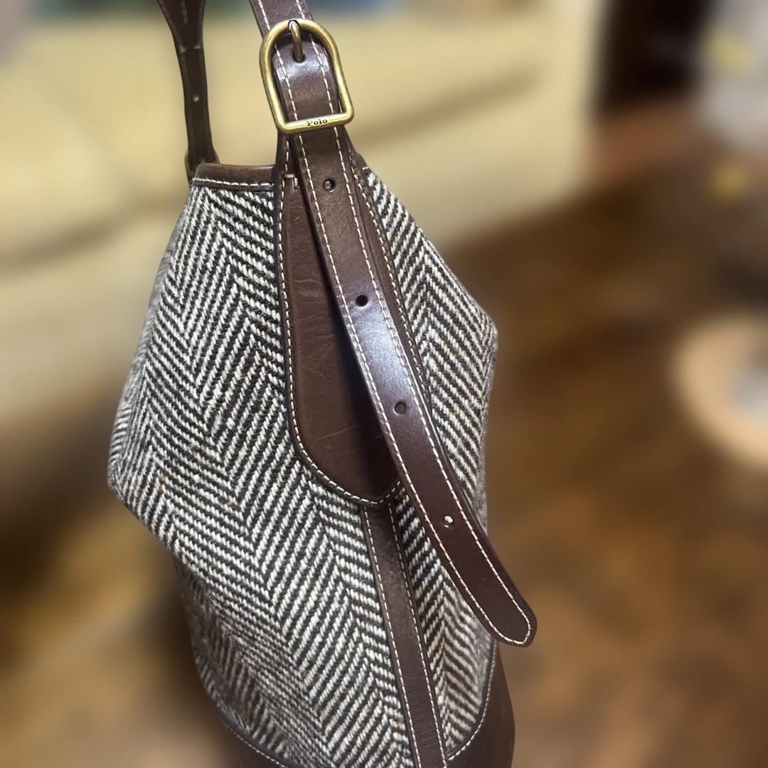 POLO RALPH LAUREN ヘリンボーン ミディアム バケット バッグ