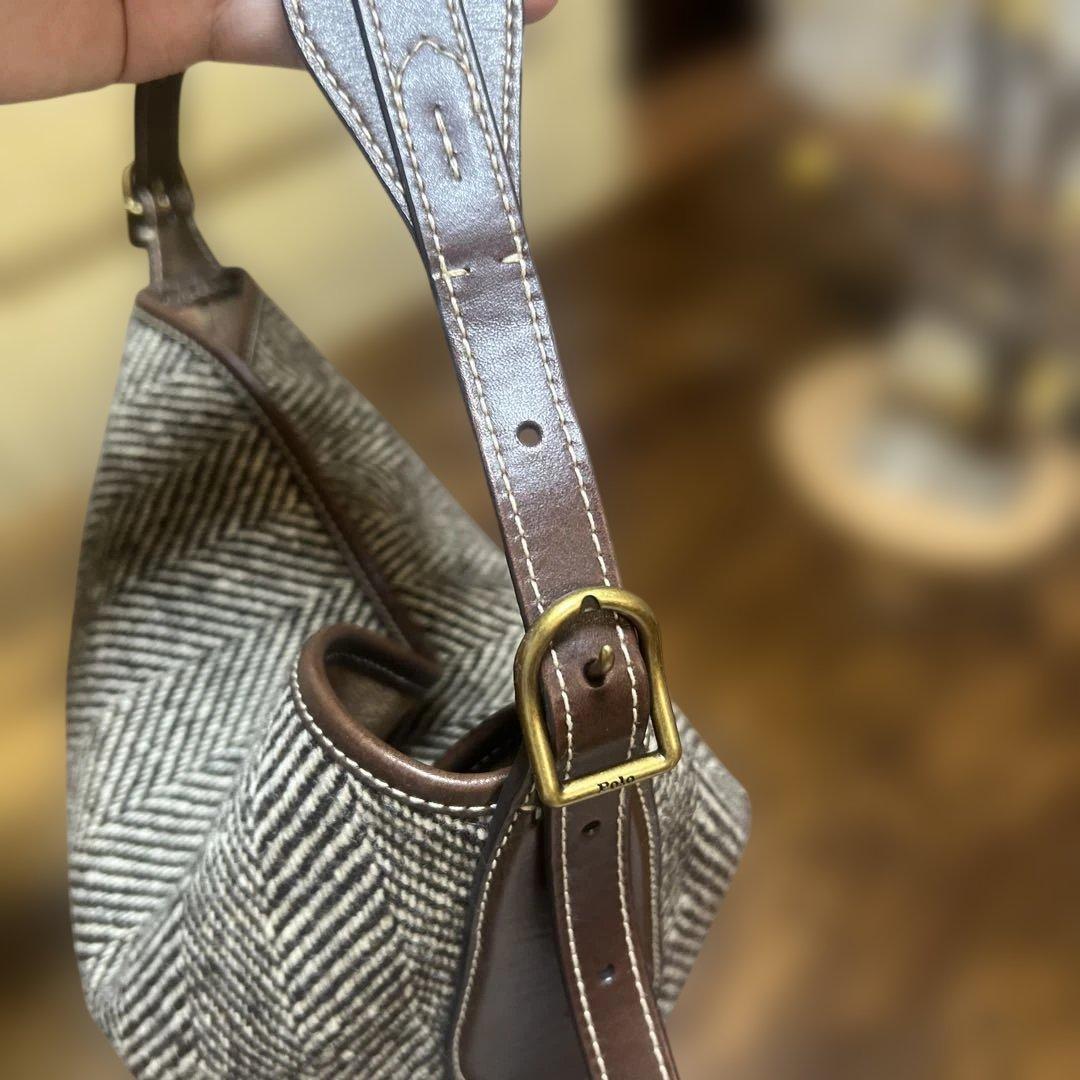 POLO RALPH LAUREN ヘリンボーン ミディアム バケット バッグ