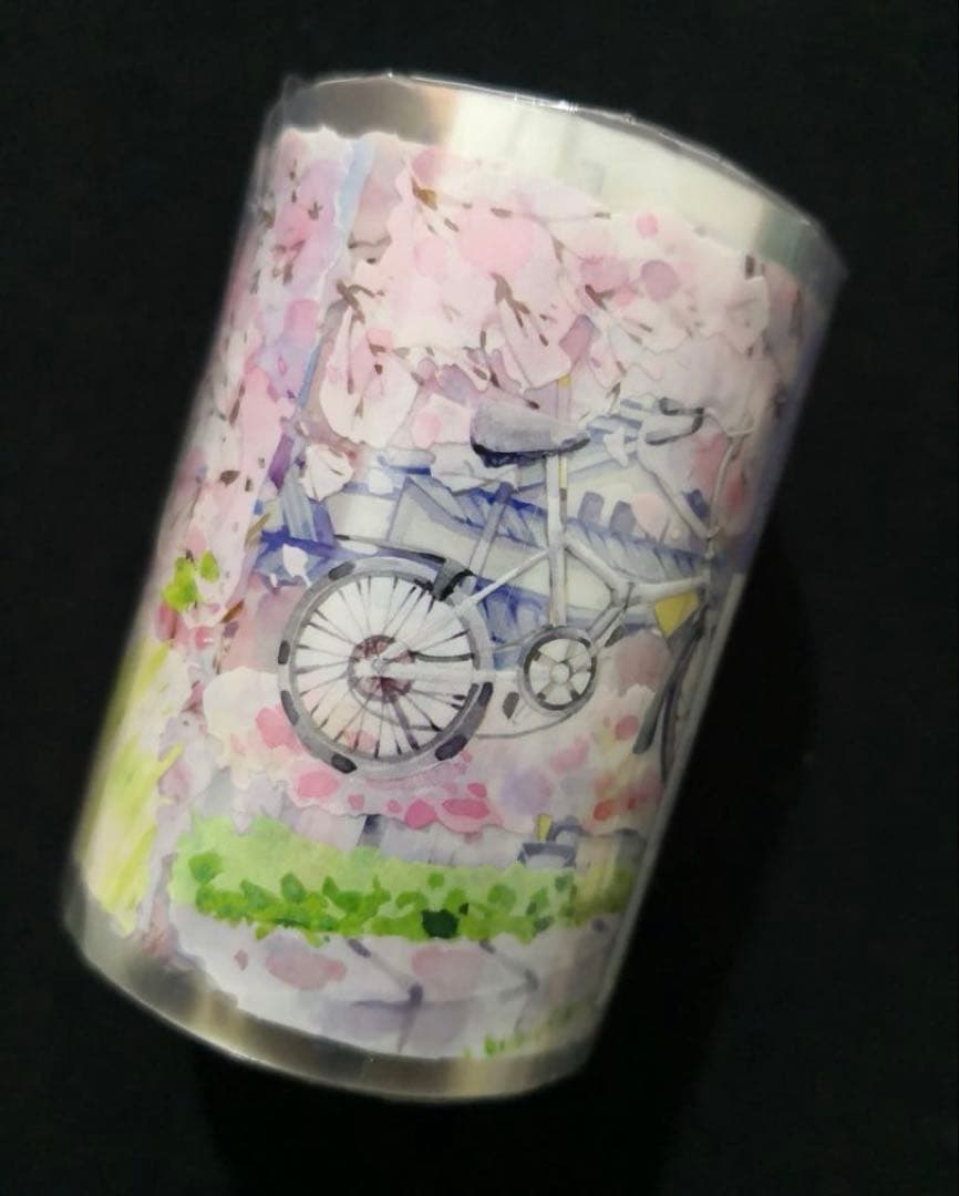 【8654】海外　マステ　3/5/巻売り　PETマスキングテープ　桜　街景