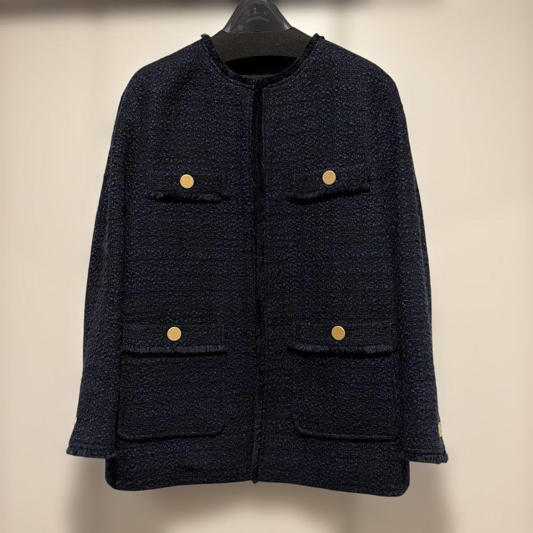 23区 GIOLICA ツイード ジャケット　38 ネイビー