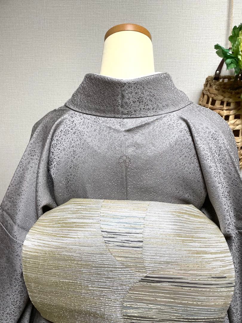 ♦️逸品　正絹　幾何学丸模様　洒落袋の作り帯