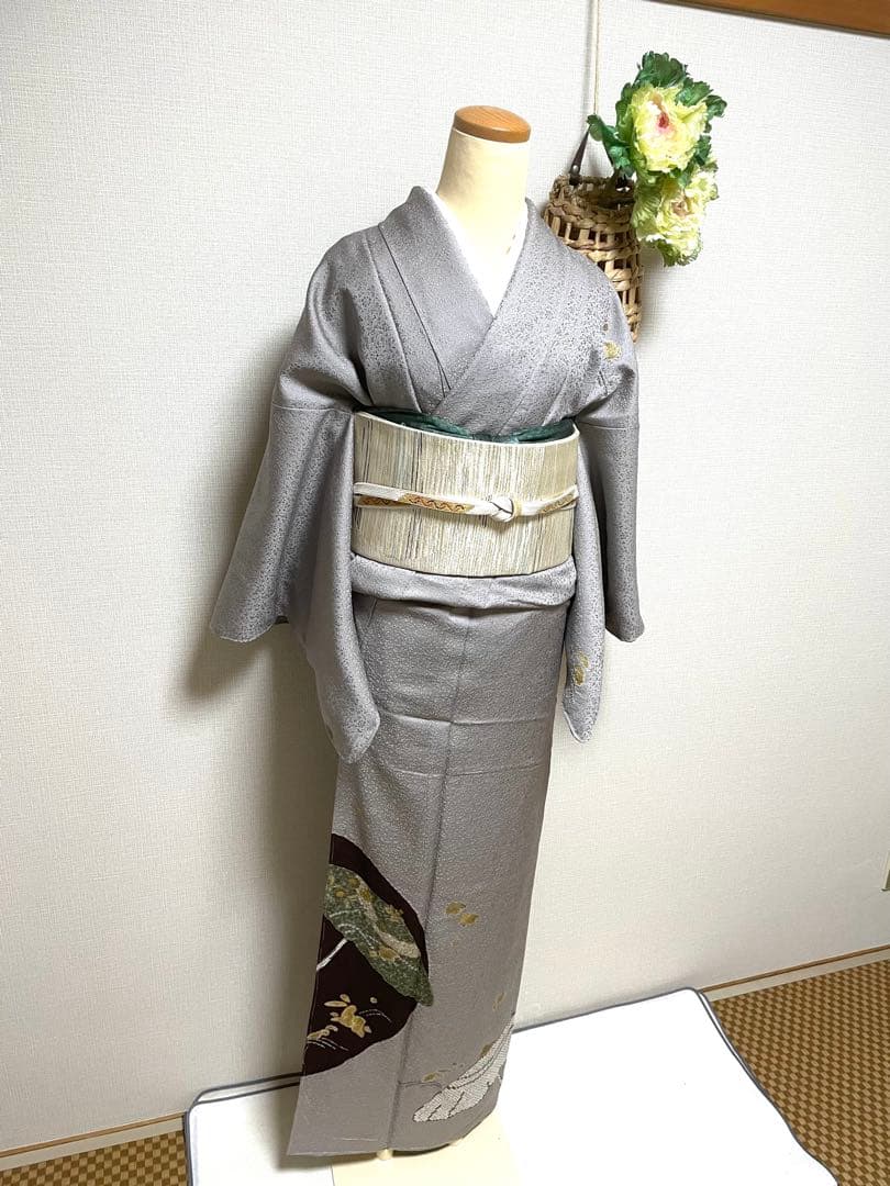 ♦️逸品　正絹　幾何学丸模様　洒落袋の作り帯