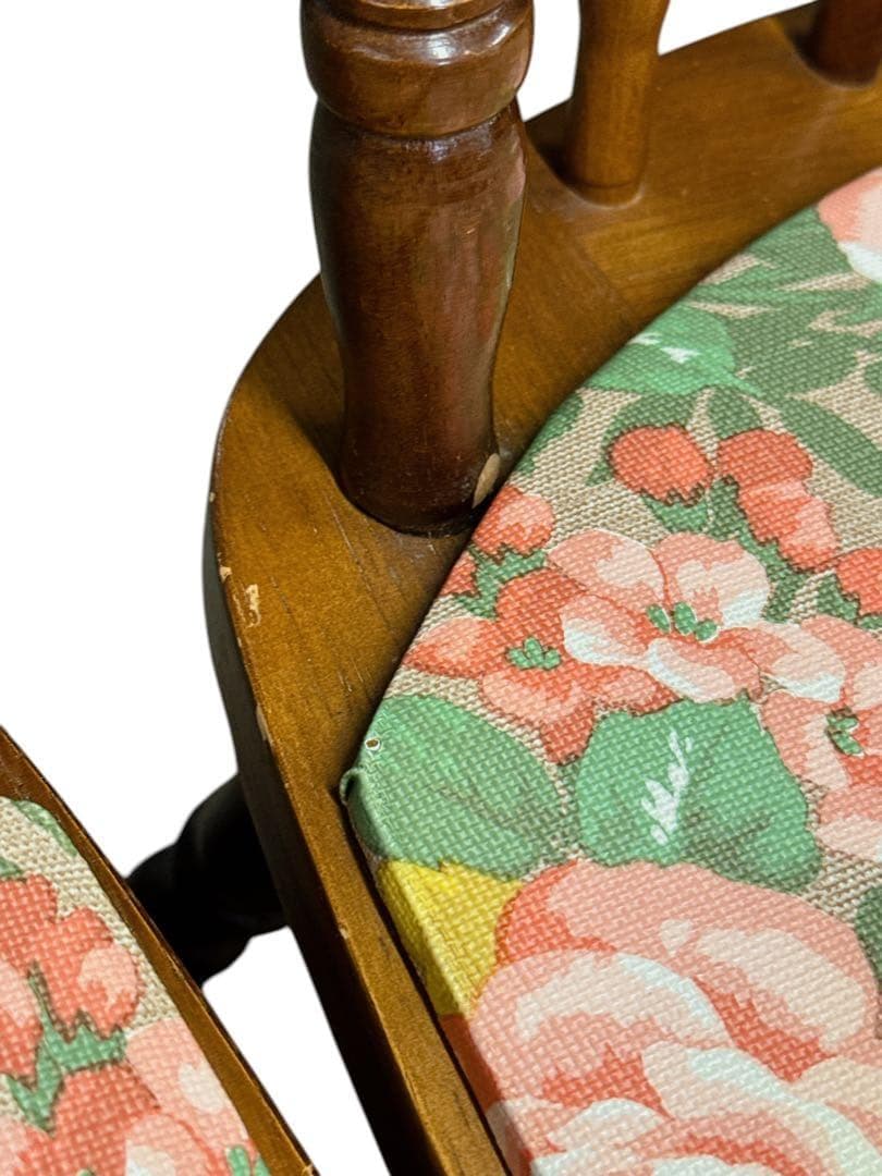 MIKIMOKU製　古い木製の椅子　花柄　ヴィンテージ家具　チェア　木