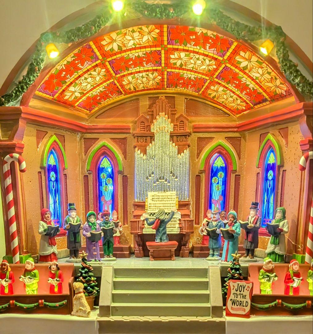 Xマス lemax ミュージカル・ホール　合唱つき　ライトハウス　ミニチュア