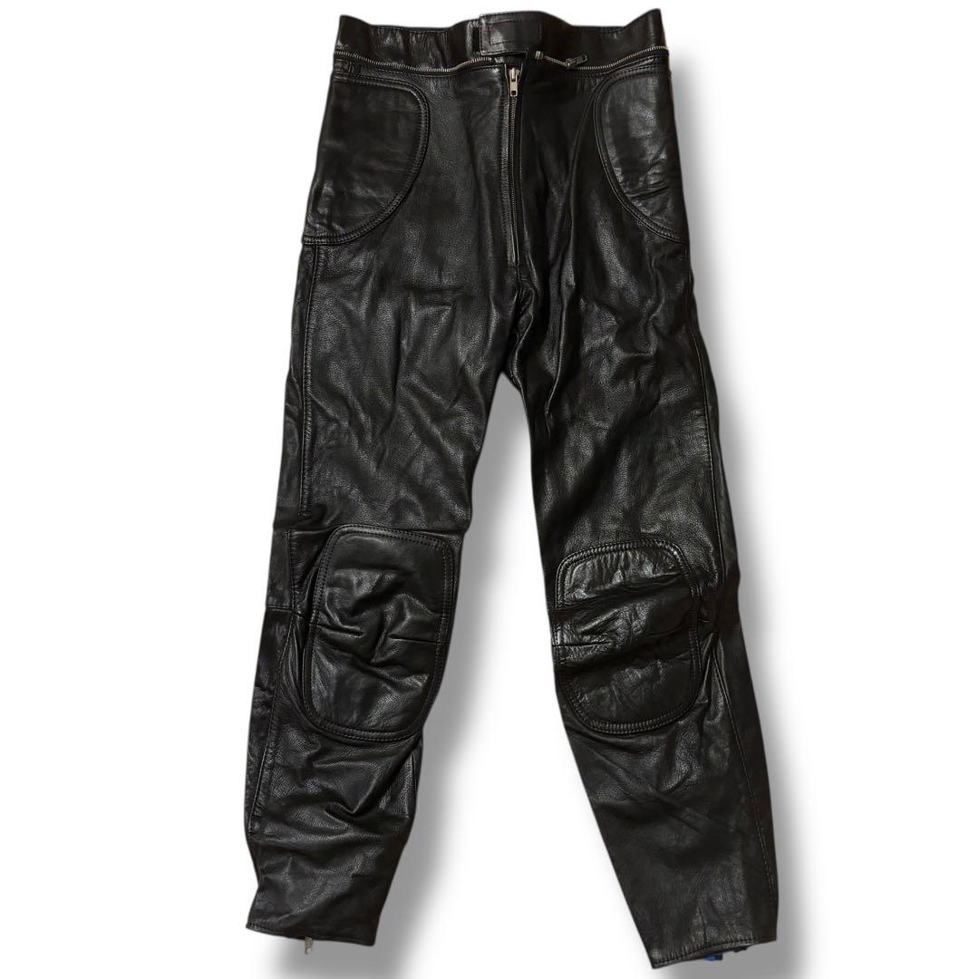 希少 YAMAHA ヤマハ レーシング レザースーツ つなぎ 牛革 赤黒 L