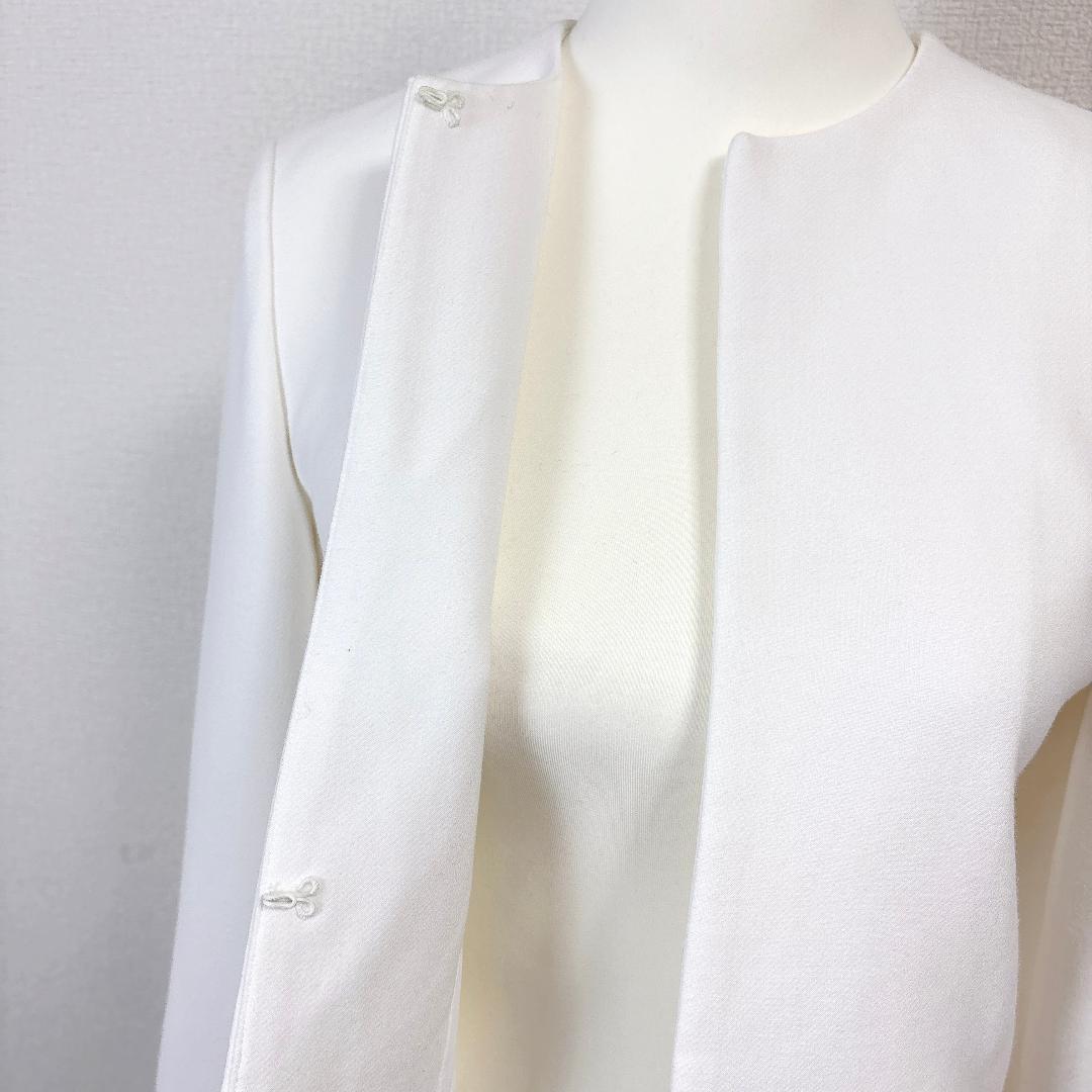 美品 YOKOCHAN ノーカラージャケット ティアードスリーブ 8 ホワイト