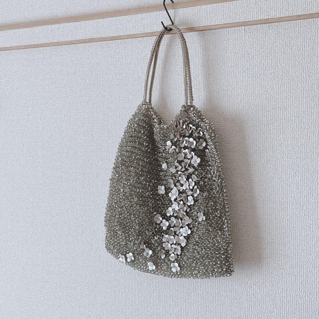 ANTEPRIMA ワイヤーバッグ　フラワーモチーフ　シルバーゴールド