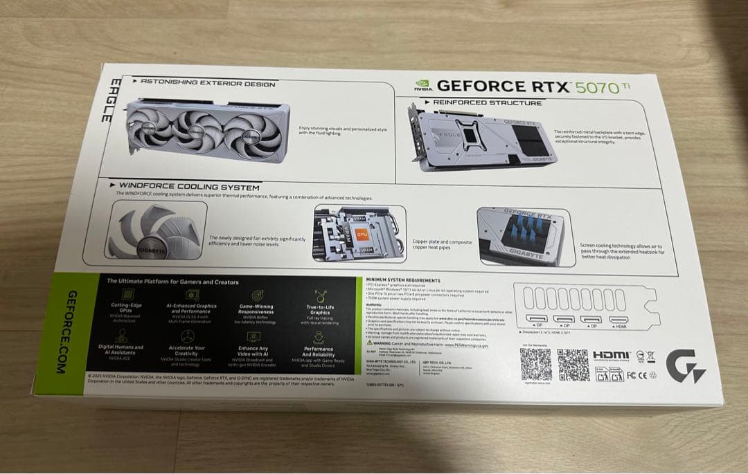 グラフィックボード・グラボ・ビデオカード GeForce RTX 5070 Ti EAGLE OC ICE SFF 16G