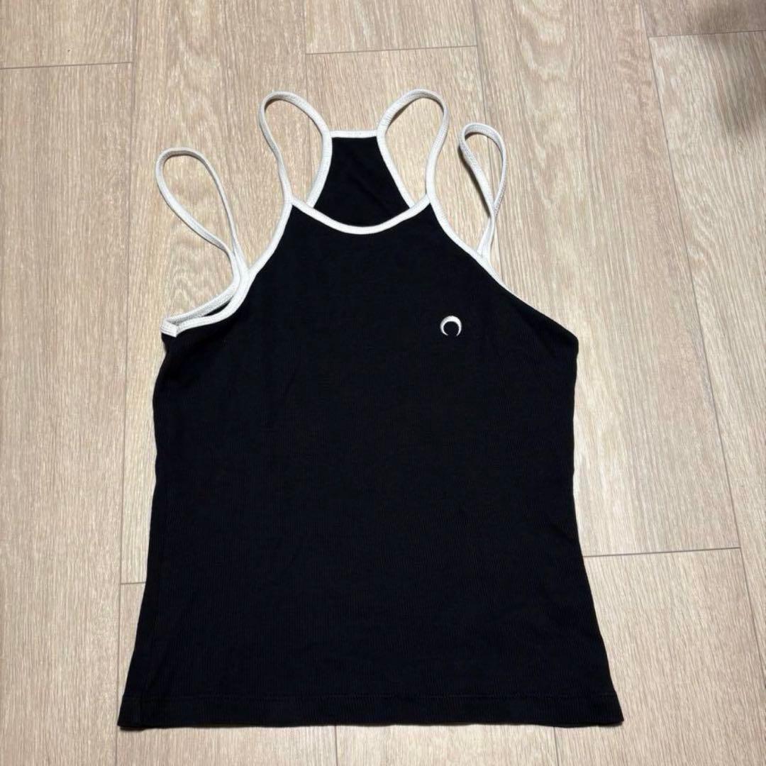MARINE SERRE ブラック Tennis Court キャミソール