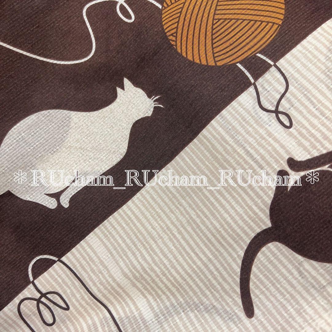 ✅新品【茶色と金柑のまりねこ染め分け】 ニコアンティーク 浴衣単品