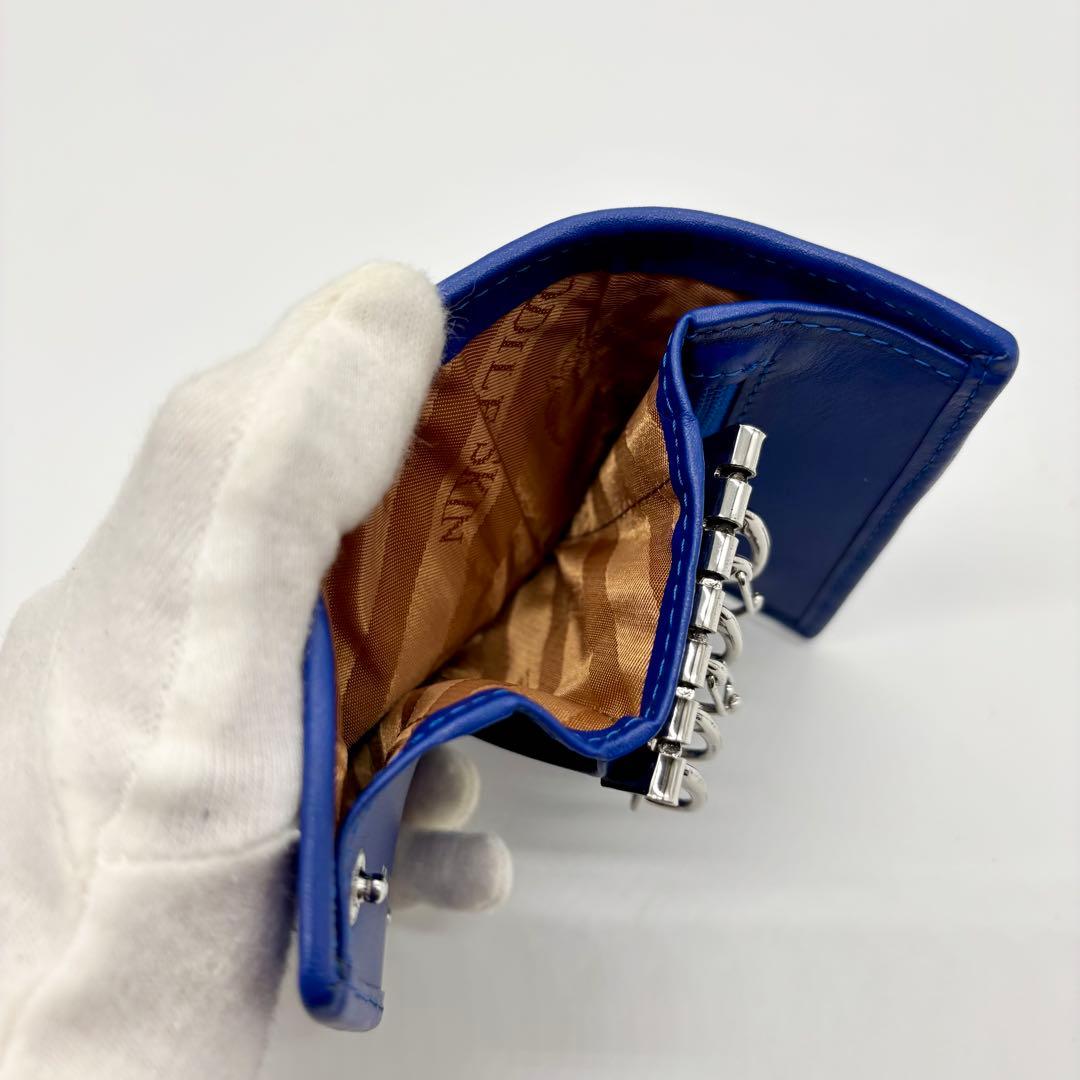 【本物】クロコダイル　キーケース青　ミニ財布にもなります。他色有り