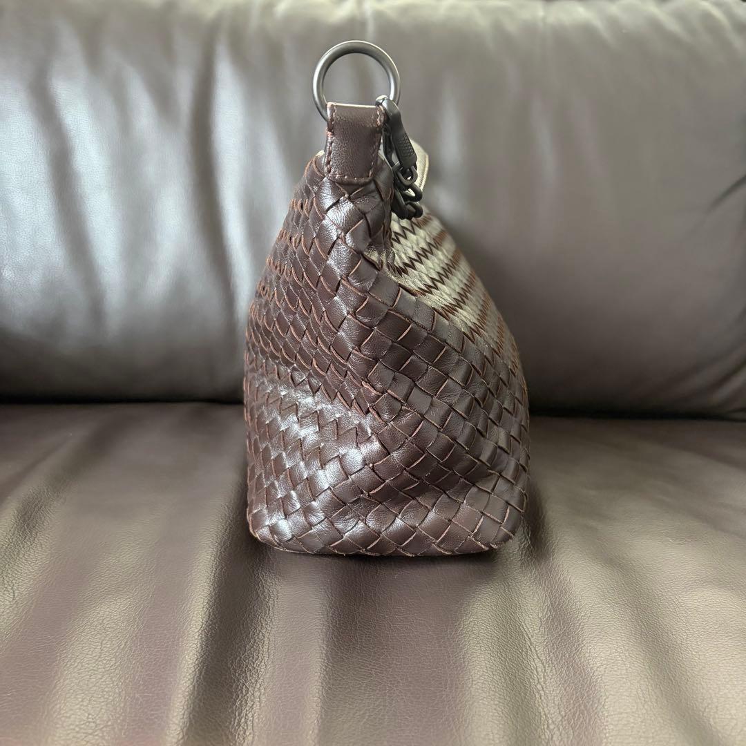 ✨美品✨ボッテガヴェネタ アクセサリーポーチ イントレチャート ブラウン レザー