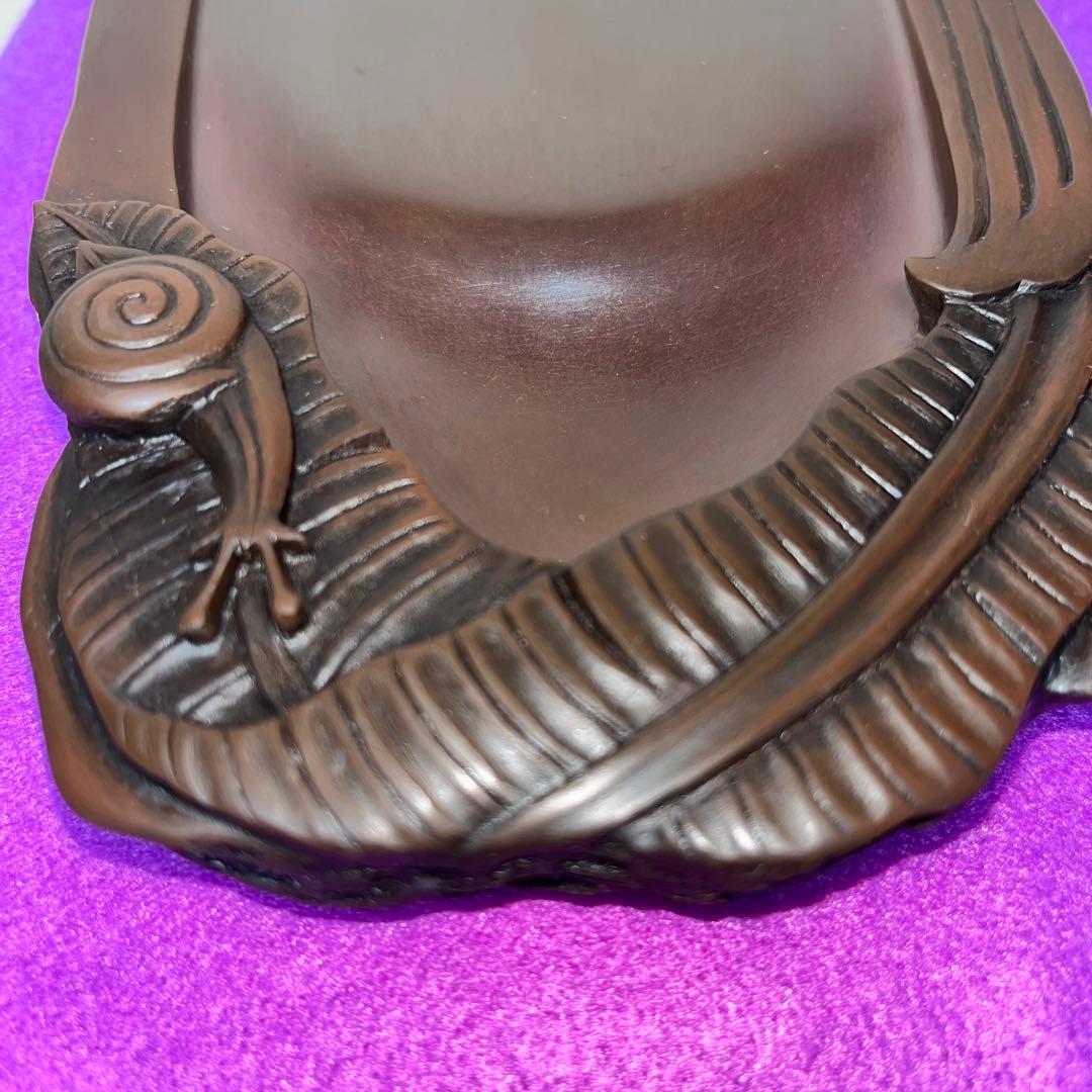 ⭕️赤間硯　カタツムリ彫刻　日下健一(研堂)作　19cm超　特殊研美品