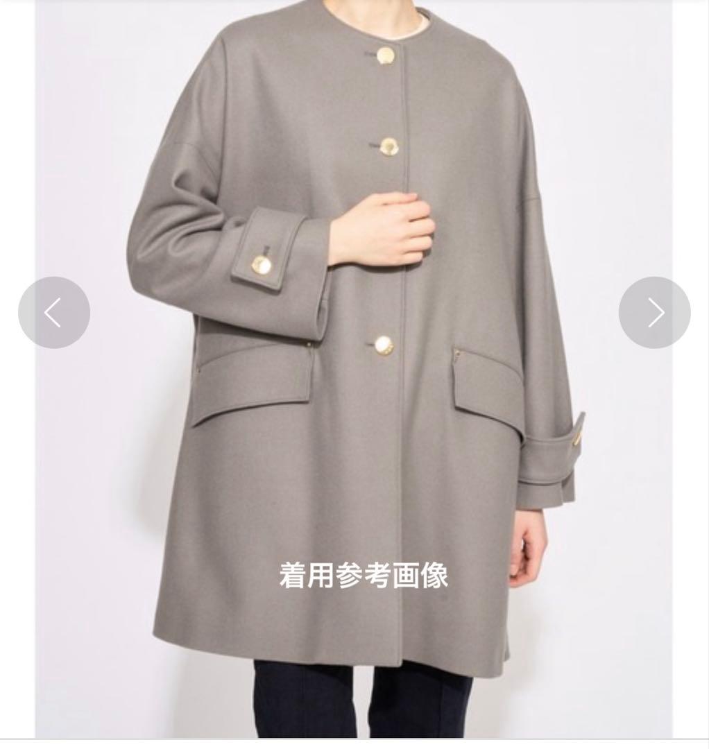 NEW HUMBIE ノーカラーメタルボタン 裏無地コート (ミルクティー/6)