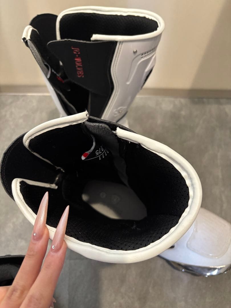 バイク用プロテクター付きブーツ ホワイト/ブラック