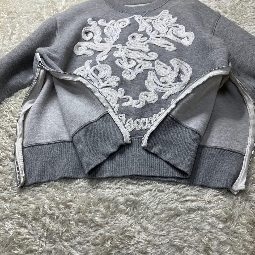 希少デザイン✨　サカイ ジップアップ 　刺繍　トレーナー　スエット グレー　2
