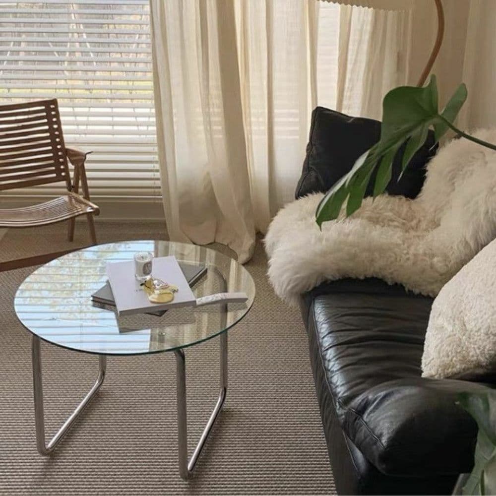 韓国風　円形ガラステーブル 70cm