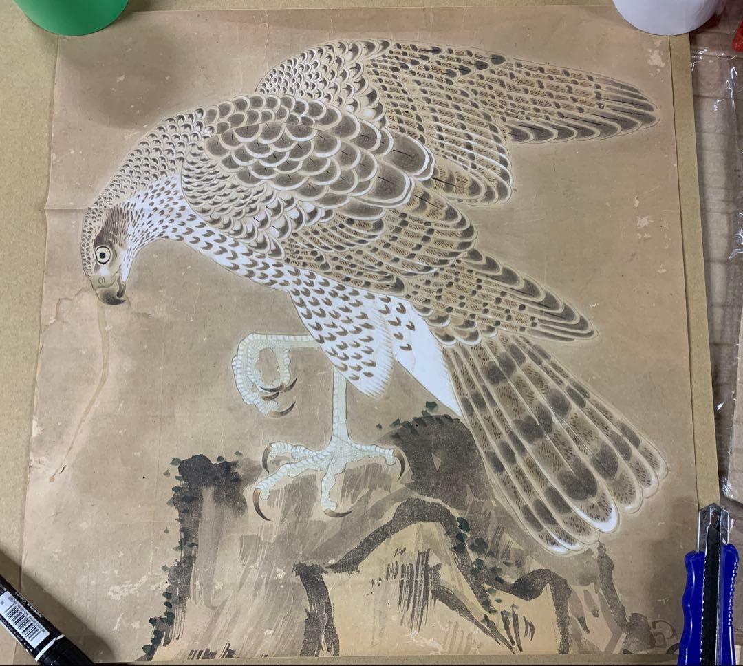 『1880』鷹図 マクリ三枚セット 作者不明