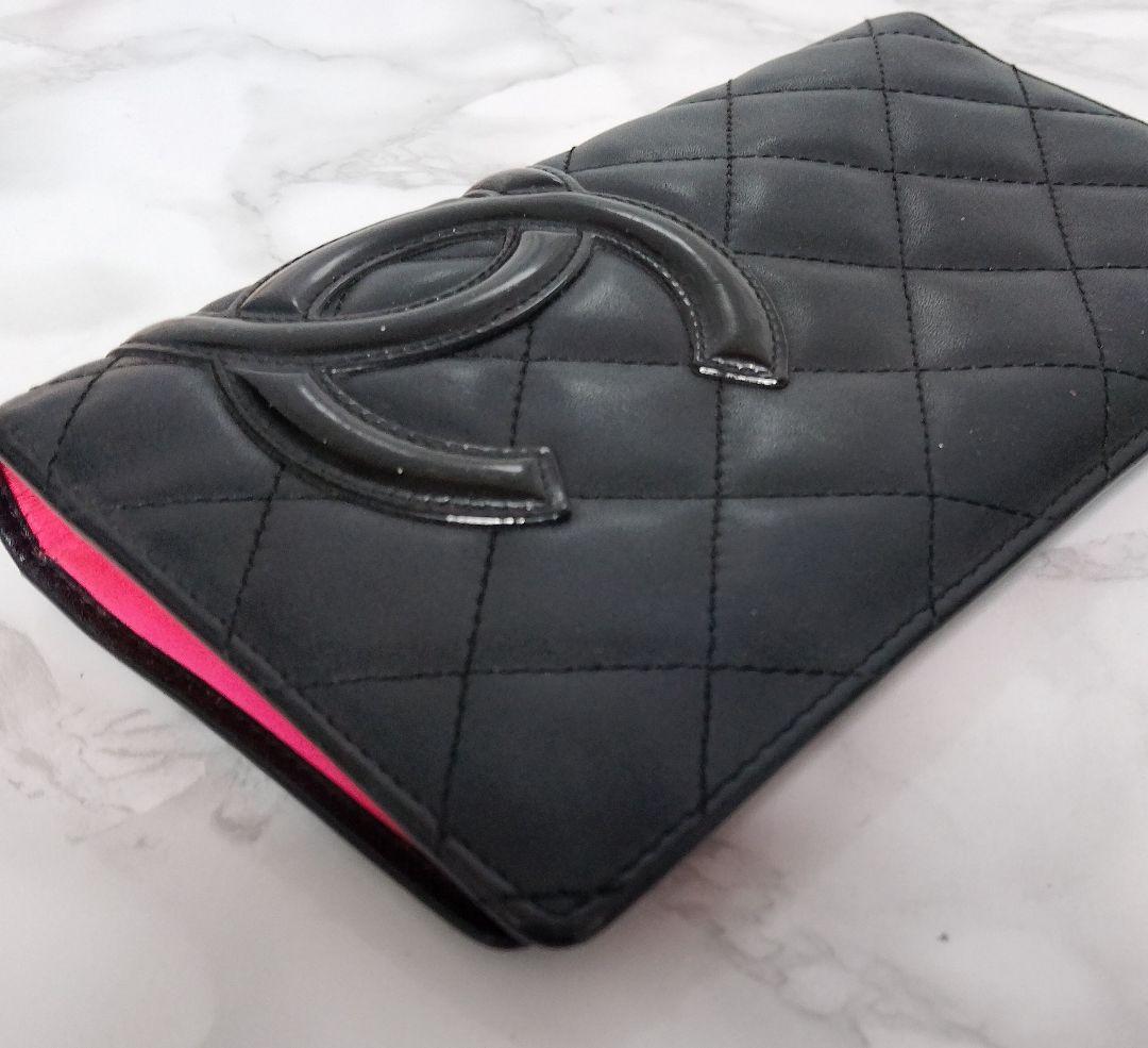 CHANEL カンボンライン 長財布 ブラック　マトラッセ
