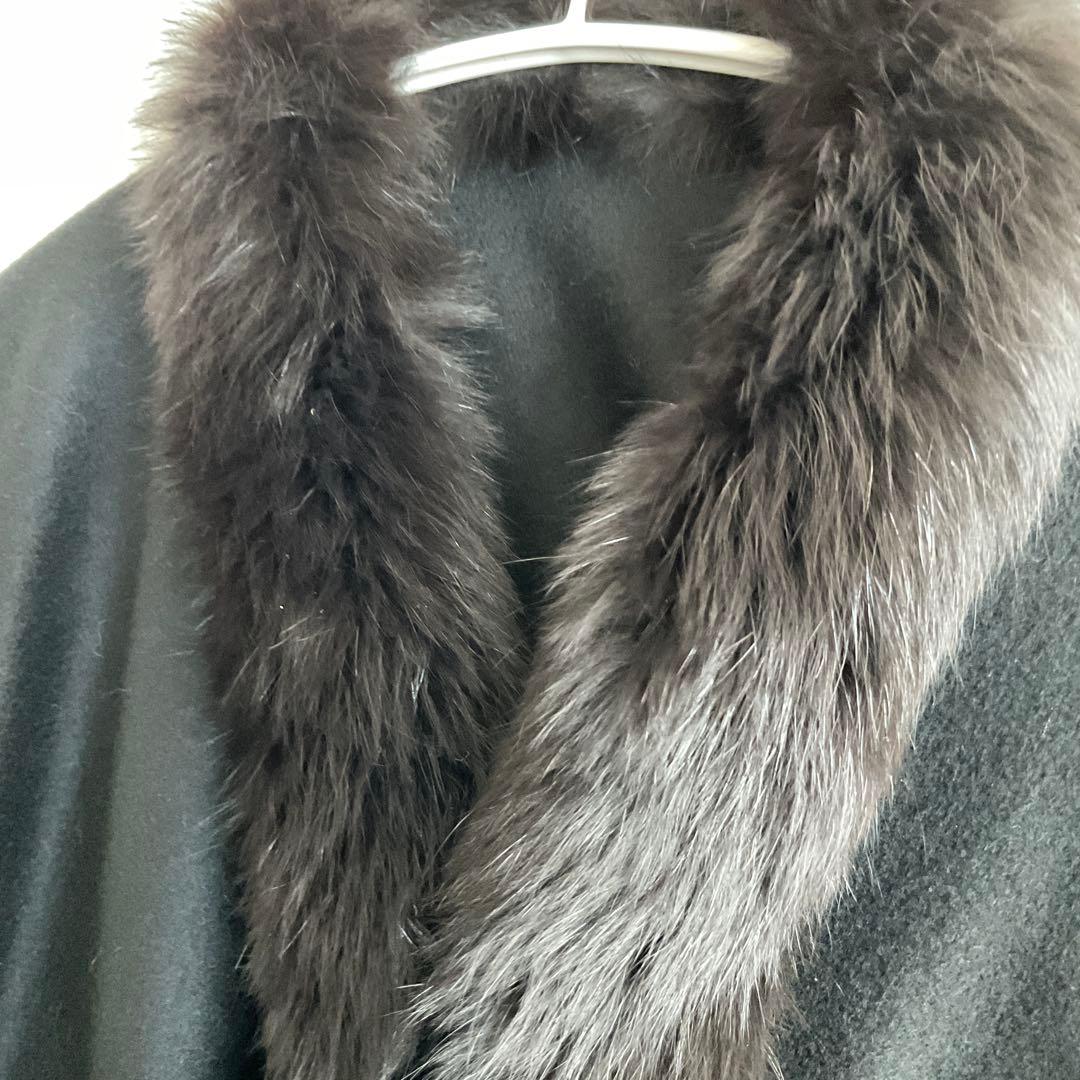 カシミヤ100% 黒ポンチョ