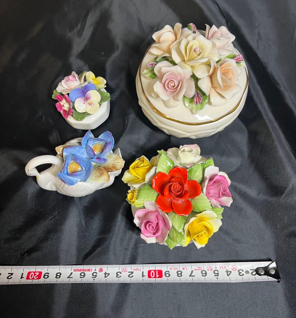 陶器 陶花 置物 小物入れ フィギュリン おまとめ　&マレリーショール