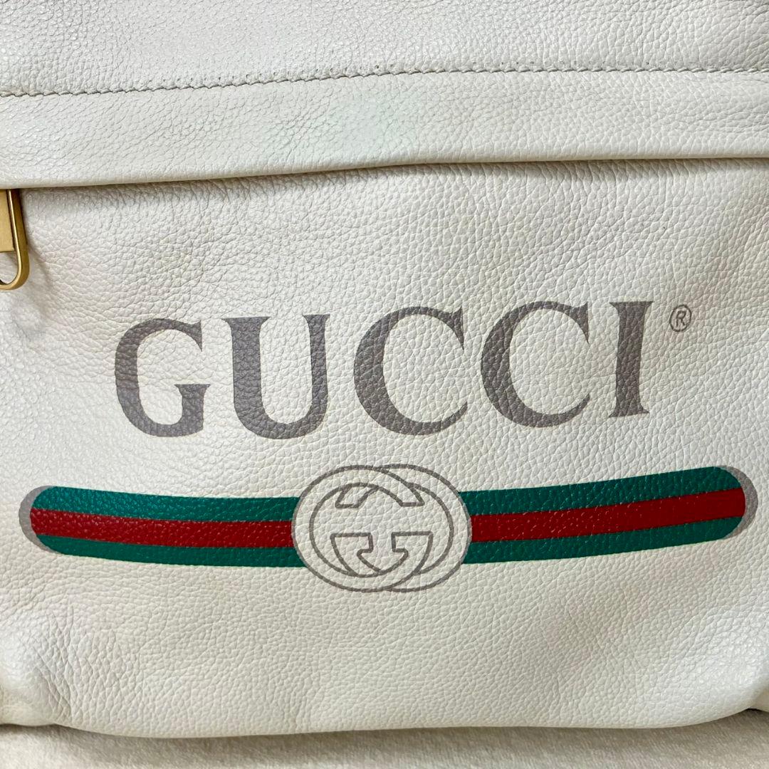 グッチ リュックサック バックパック レザー ロゴ シェリーライン オフホワイト