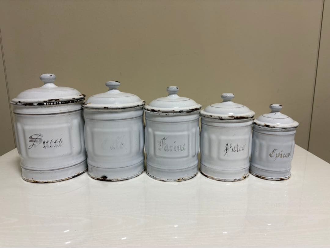 アンティーク ホーローキャニスター5個セット