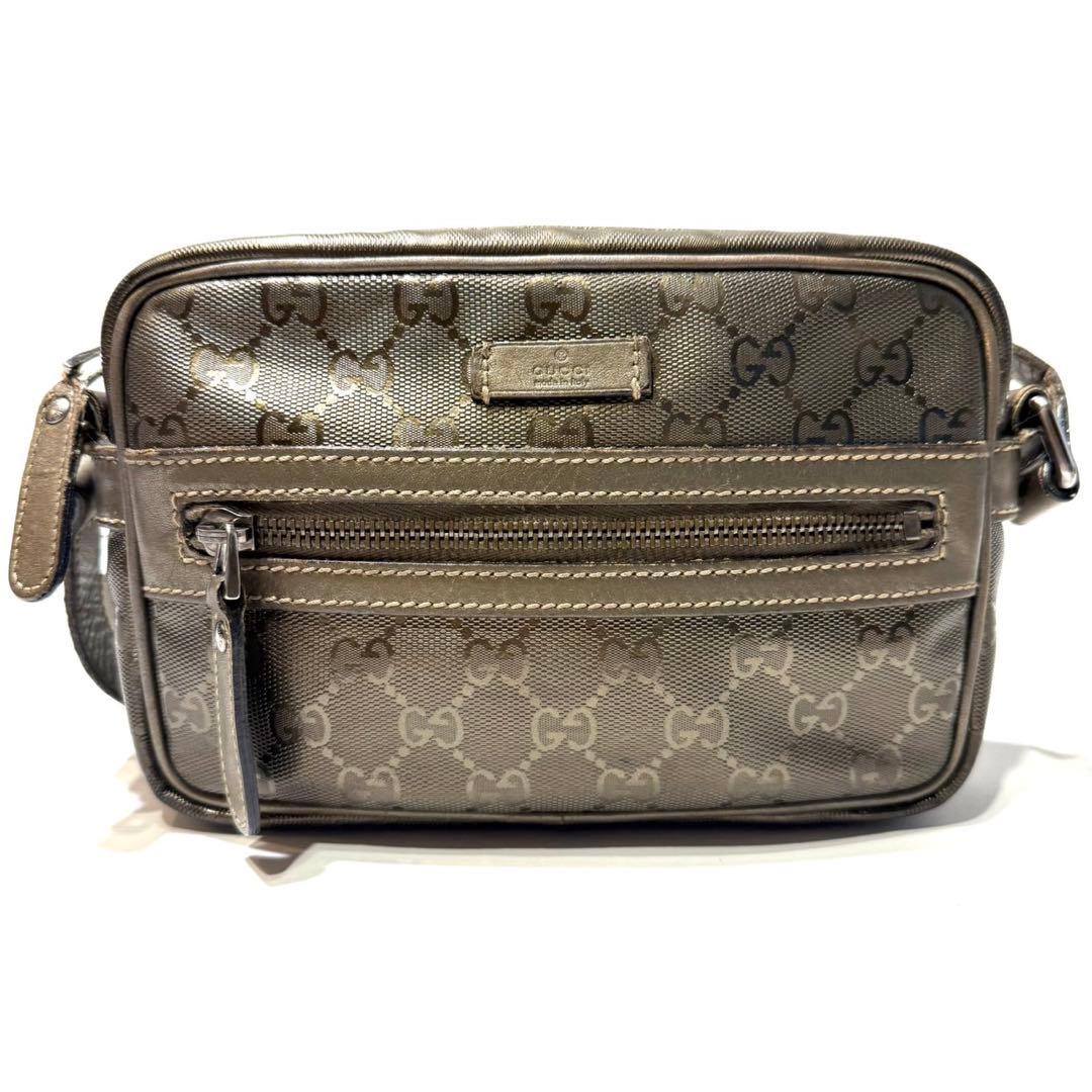 GUCCI グッチ ショルダーバッグ GGインプリメ PVC レザー ブラウン