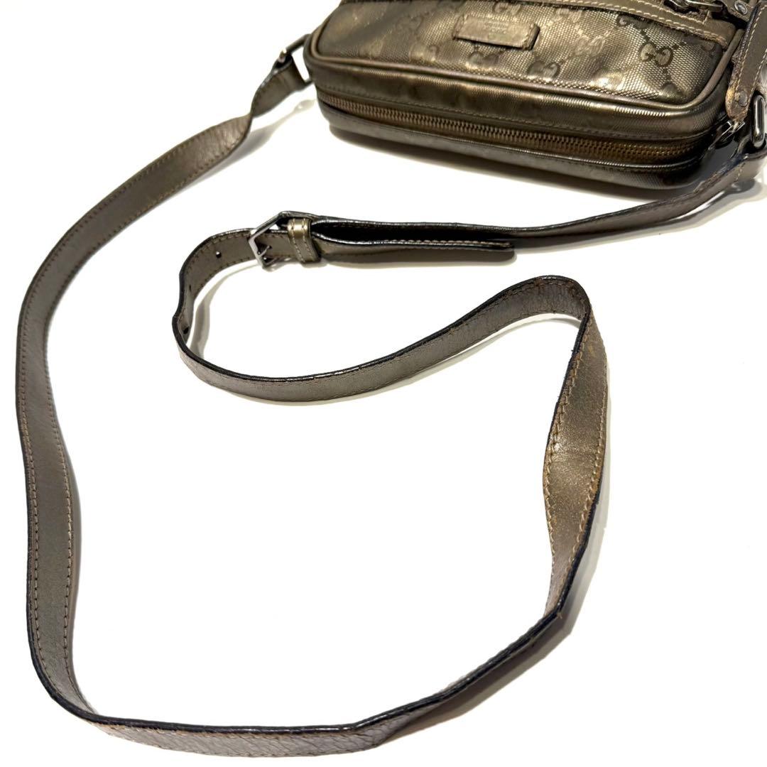 GUCCI グッチ ショルダーバッグ GGインプリメ PVC レザー ブラウン