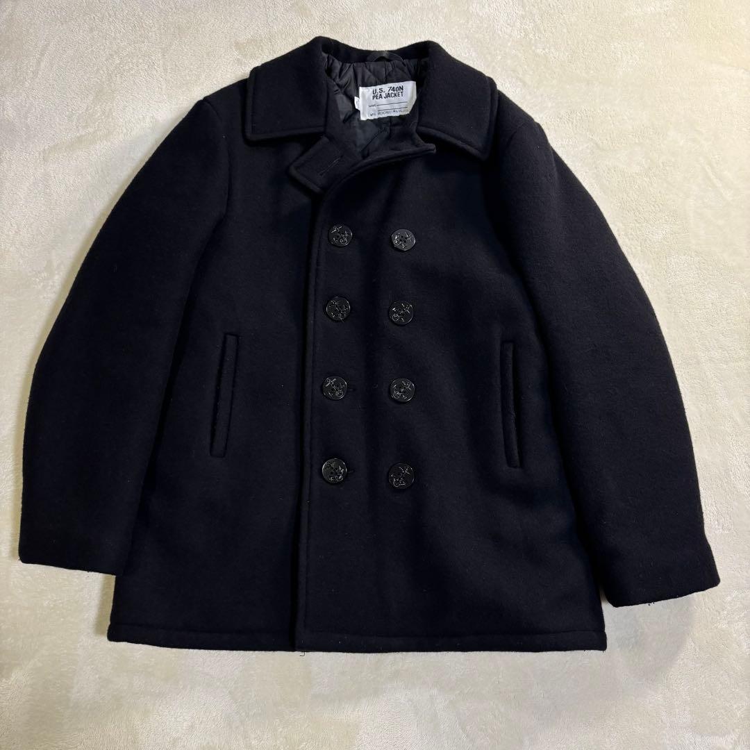 【美品】Schott Pコート 740N アメリカ製 キルティング 42 黒