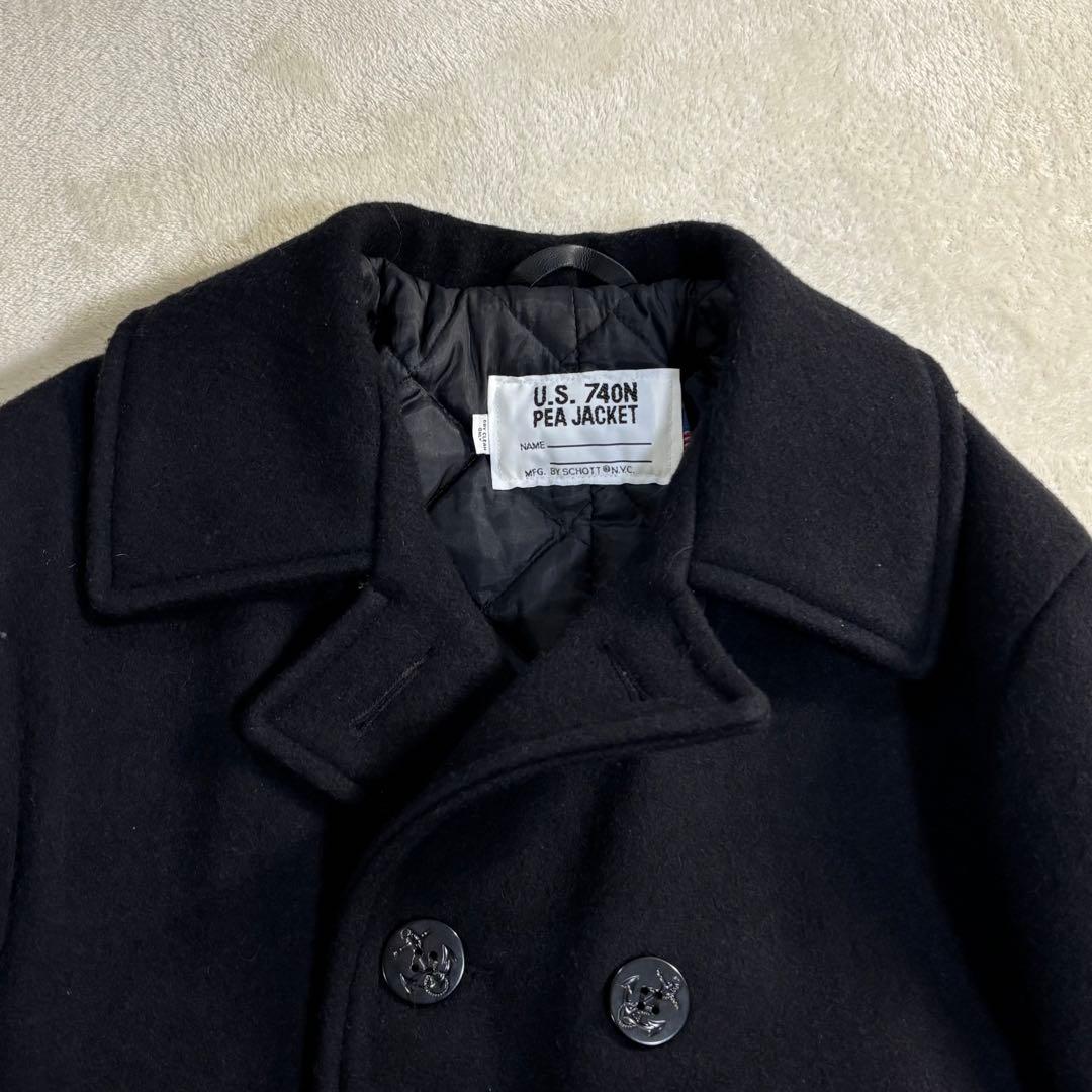 【美品】Schott Pコート 740N アメリカ製 キルティング 42 黒