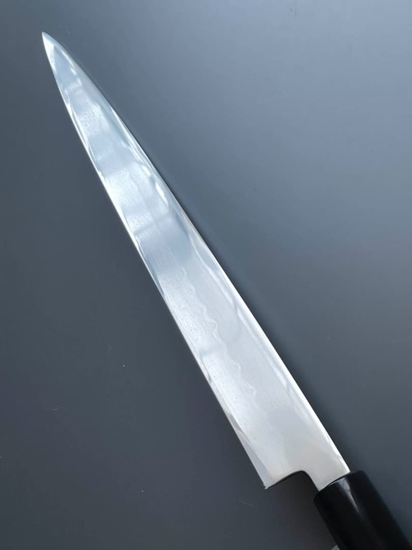 京都 有次 本焼 純日本鋼 柳刃包丁 一尺弱 新品水牛柄・鞘付き