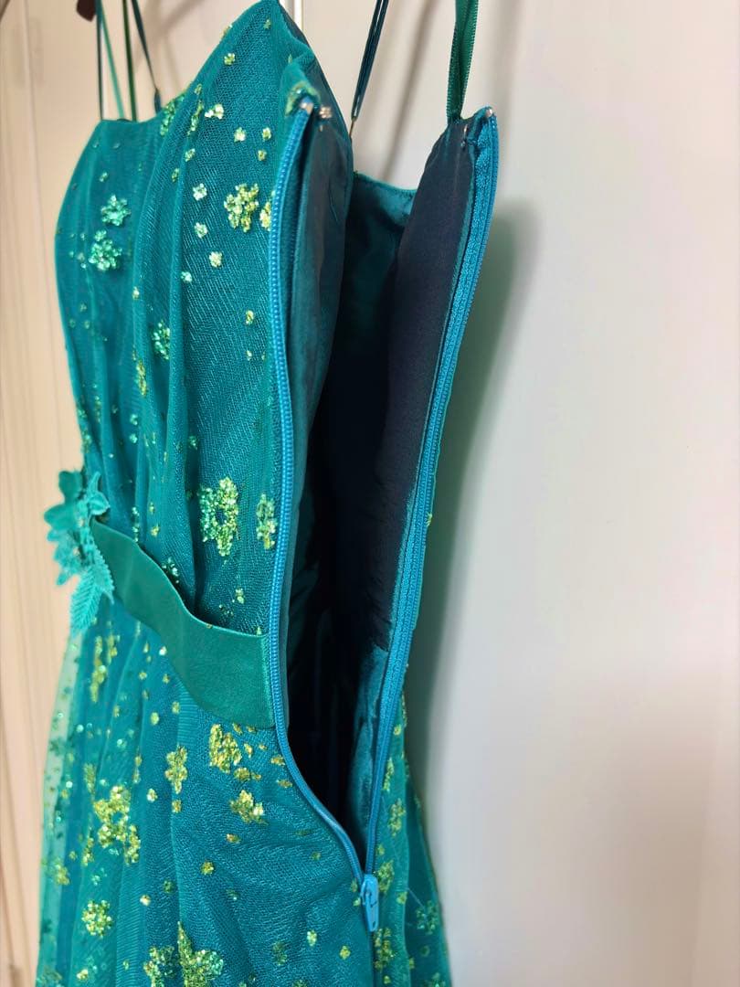 アナベル　ロングドレス　緑　ラメ